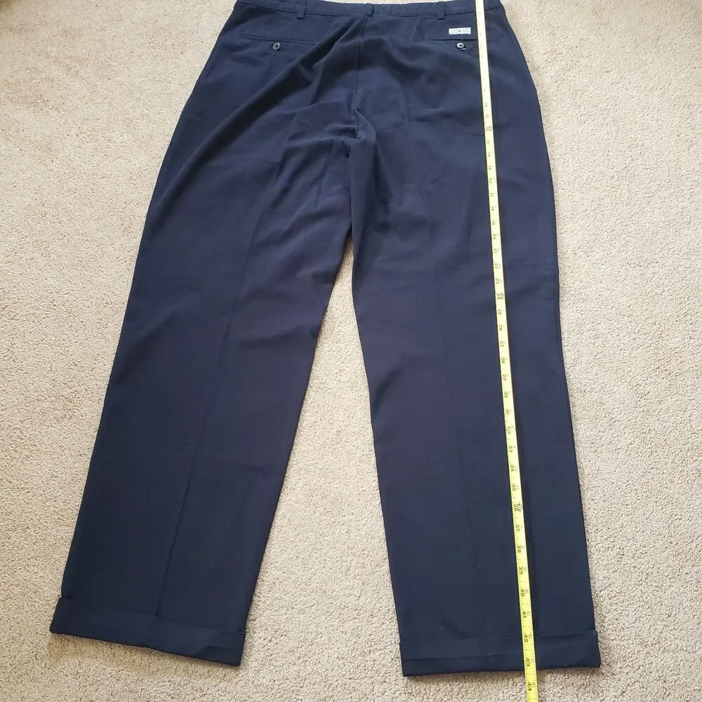 Vintage Polo Ralph Lauren Double Pleated Sz 38x32(FITS 37x31.5) Mens Navy Chinos